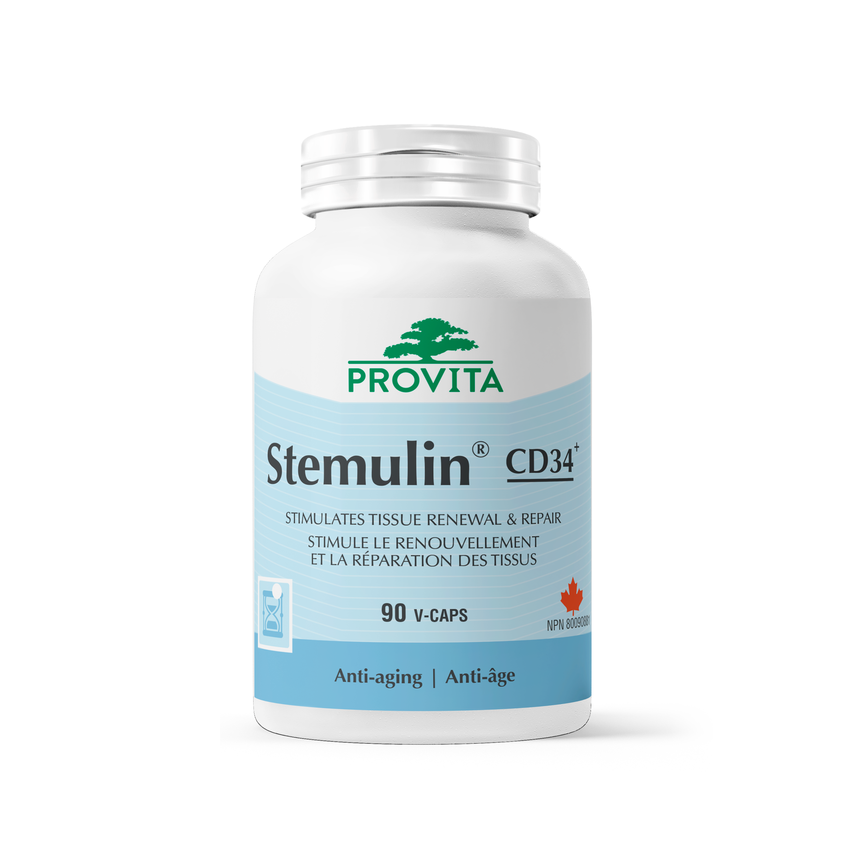 Stemulin® CD34+ supplement bottle for supporting natural resilience and overall health.